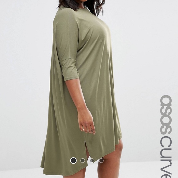 Sz 14 ASOS Curve Khaki t-shirt dress - Picture 1 of 3
